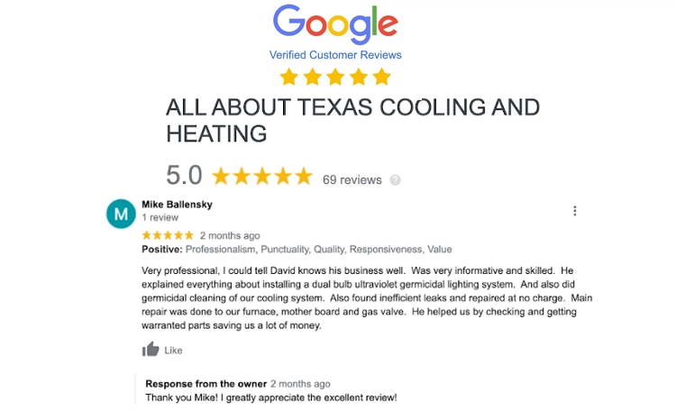 All About TEXAS Cooling and Heating Logo