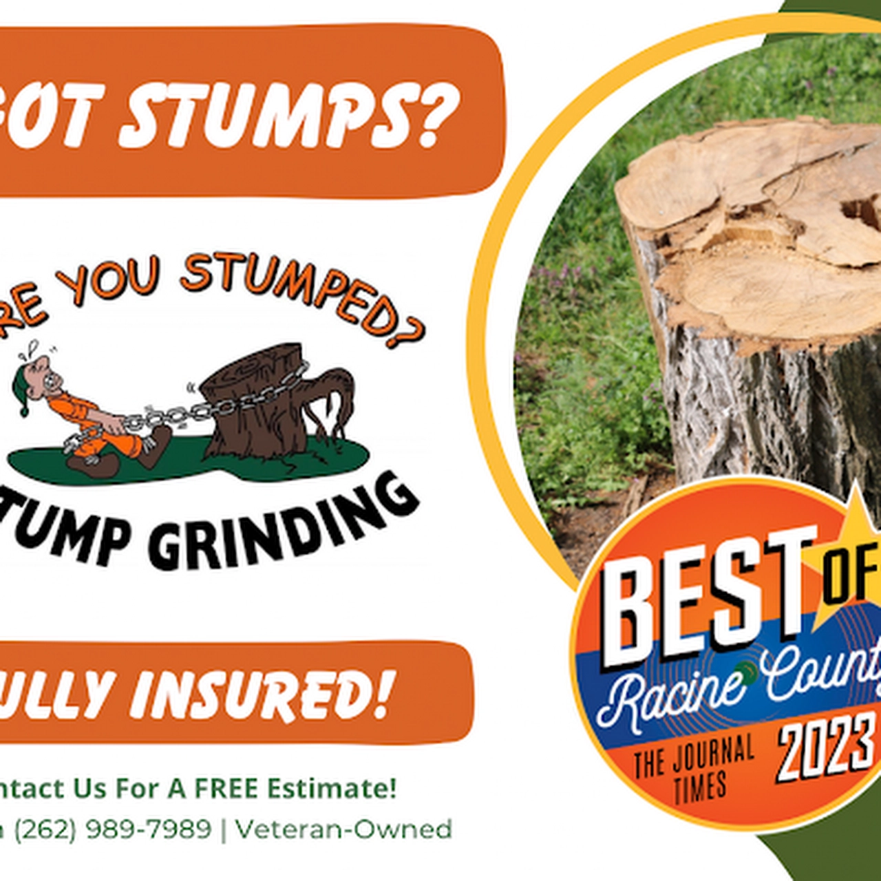 Are you stumped? Stump grinding Logo