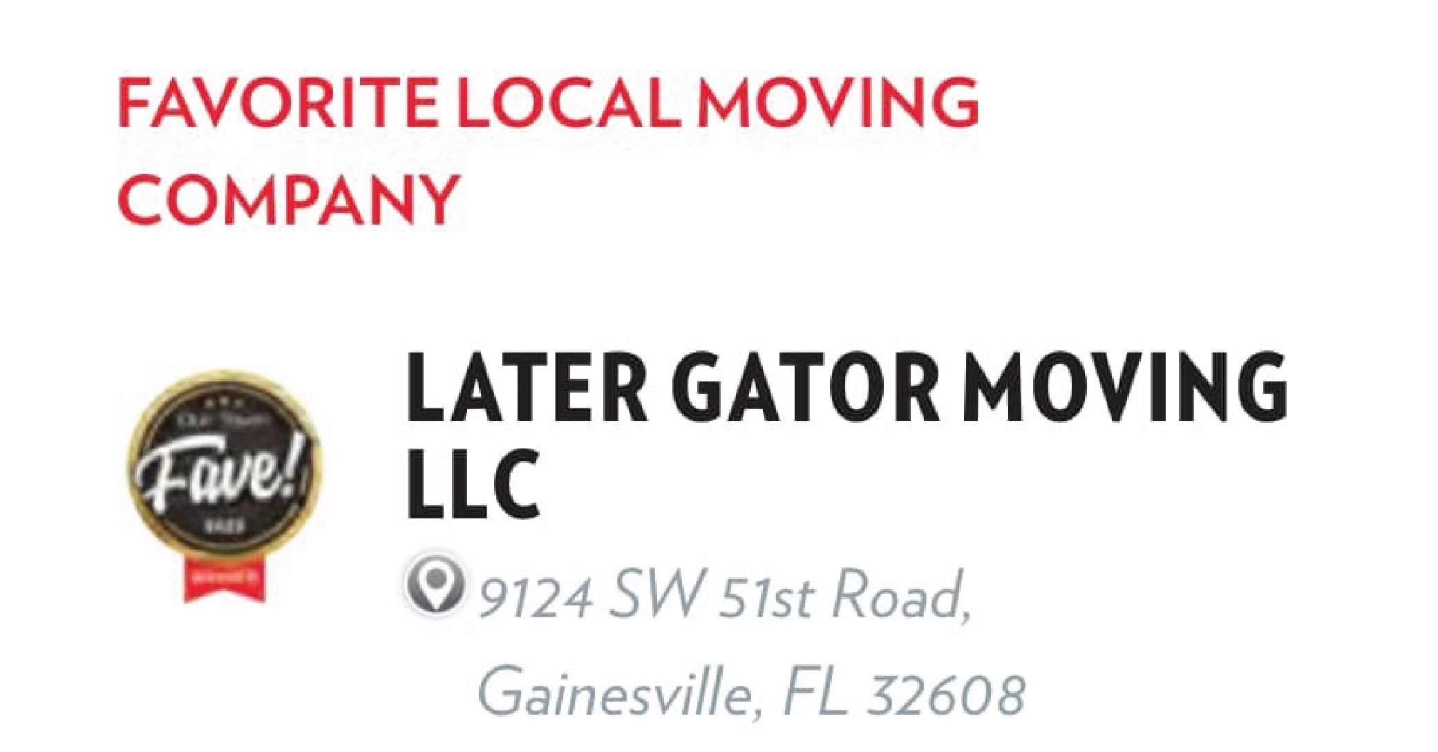 Later Gator Moving LLC Logo