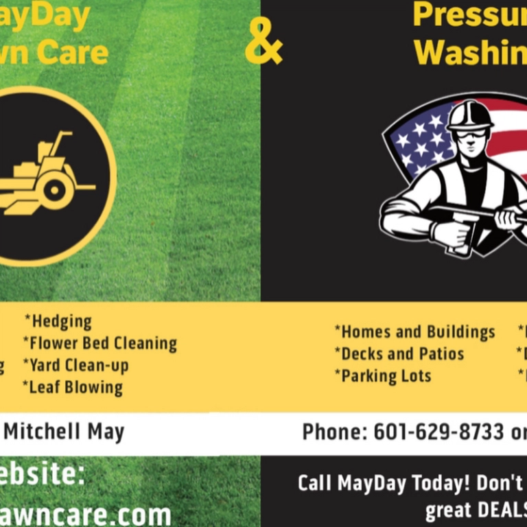 Mayday lawn care & pressure washing. Logo