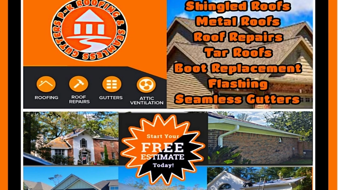 P k Roofing & Seamless Gutters Logo