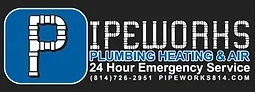 Pipeworks Plumbing, Heating, and Air Conditioning Logo