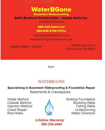 WaterBGone - Safie Brothers Construction Logo
